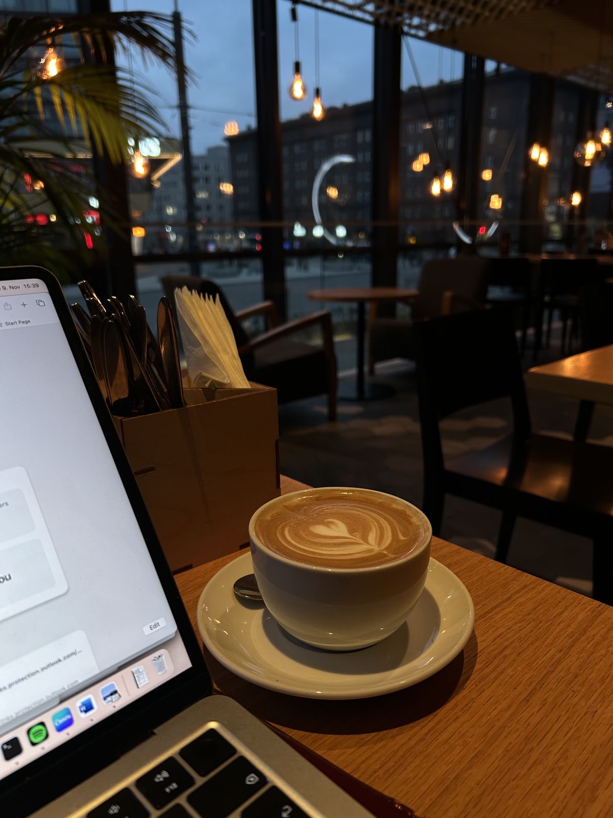 A working session in a London coffee shop